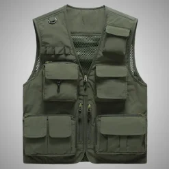 Outlet OUKU Men's Vest Gilet Fishing Vest Hiking Vest Sleeveless Vest Gilet Jacket Outdoor Street Holiday Daily Wear Streetwear Chic & Modern Summer Spring Pocket Polyester Breathable Quick Dry Pure Color Zipper
