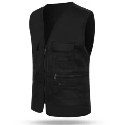 OUKU Men's Vest Gilet Fishing Vest Hiking Vest Sleeveless Vest Gilet Jacket Outdoor Holiday Streetwear Chic & Modern Summer Spring Pocket Quick Dry Polyester Breathable Pure Color Zipper V Neck Regular Fit
