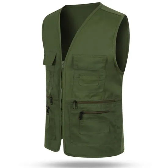 OUKU Men's Vest Gilet Fishing Vest Hiking Vest Sleeveless Vest Gilet Jacket Outdoor Holiday Streetwear Chic & Modern Summer Spring Pocket Quick Dry Polyester Breathable Pure Color Zipper V Neck Regular Fit