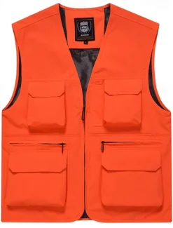 Clearance OUKU Men's Vest Gilet Fishing Vest Hiking Vest Daily Date Vacation Fashion Casual Spring & Fall Mesh Pocket Polyester Breathable Comfortable Plain Zipper V Neck Regular Fit Black Yellow Red Navy Blue Vest