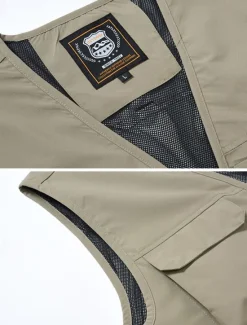 Clearance OUKU Men's Vest Gilet Fishing Vest Hiking Vest Daily Date Vacation Fashion Casual Spring & Fall Mesh Pocket Polyester Breathable Comfortable Plain Zipper V Neck Regular Fit Black Yellow Red Navy Blue Vest