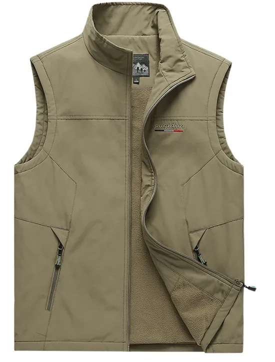 Best OUKU Men's Vest Gilet Fishing Vest Hiking Vest Sleeveless Vest Gilet Jacket Outdoor Street Daily Going out Streetwear Sporty Fall Winter Pocket Full Zip Polyester Windproof Warm Breathable Solid Color