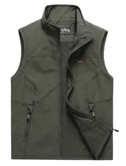 Best OUKU Men's Vest Gilet Fishing Vest Hiking Vest Sleeveless Vest Gilet Jacket Outdoor Street Daily Going out Streetwear Sporty Fall Winter Pocket Full Zip Polyester Windproof Warm Breathable Solid Color