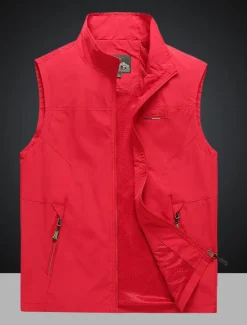 Best OUKU Men's Vest Gilet Fishing Vest Hiking Vest Sleeveless Vest Gilet Jacket Outdoor Street Daily Going out Streetwear Sporty Fall Winter Pocket Full Zip Polyester Windproof Warm Breathable Solid Color
