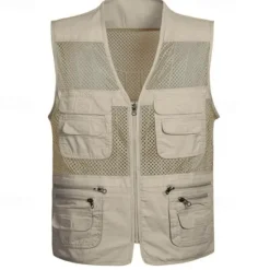 Online OUKU Men's Vest Gilet Fishing Vest Hiking Vest Sleeveless Vest Gilet Jacket Outdoor Holiday Streetwear Chic & Modern Summer Spring Pocket Quick Dry Polyester Breathable Color Block Zipper V Neck Regular
