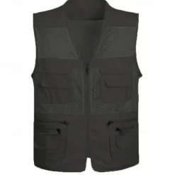 Online OUKU Men's Vest Gilet Fishing Vest Hiking Vest Sleeveless Vest Gilet Jacket Outdoor Holiday Streetwear Chic & Modern Summer Spring Pocket Quick Dry Polyester Breathable Color Block Zipper V Neck Regular