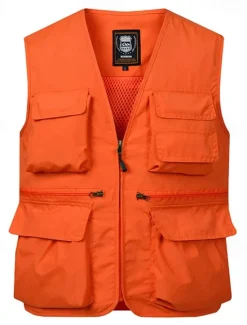 Discount OUKU Men's Vest Gilet Fishing Vest Hiking Vest Daily Date Vacation Fashion Casual Spring & Summer Pocket Nylon Breathable Comfortable Plain Zipper V Neck Regular Fit Black Red Navy Blue Royal Blue Vest