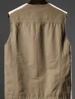 New OUKU Men's Vest Gilet Fishing Vest Hiking Vest Sleeveless Vest Gilet Jacket Outdoor Fishing Daily Wear Vacation Modern Contemporary Casual Summer Spring Button Pocket 95% Cotton Breathability Soft