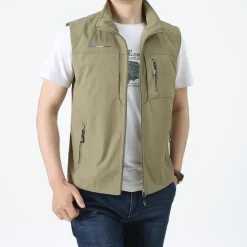 New OUKU Men's Vest Gilet Fishing Vest Hiking Vest Sleeveless Vest Gilet Jacket Outdoor Street Holiday Daily Wear Streetwear Chic & Modern Spring Fall Pocket Polyester Warm Quick Dry Pure Color Zipper Turndown