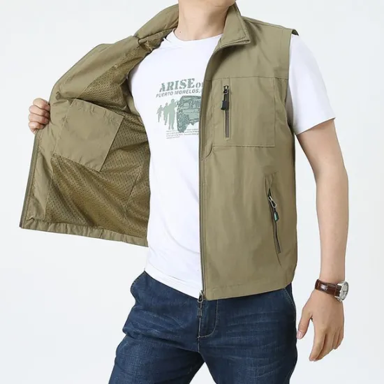 New OUKU Men's Vest Gilet Fishing Vest Hiking Vest Sleeveless Vest Gilet Jacket Outdoor Street Holiday Daily Wear Streetwear Chic & Modern Spring Fall Pocket Polyester Warm Quick Dry Pure Color Zipper Turndown