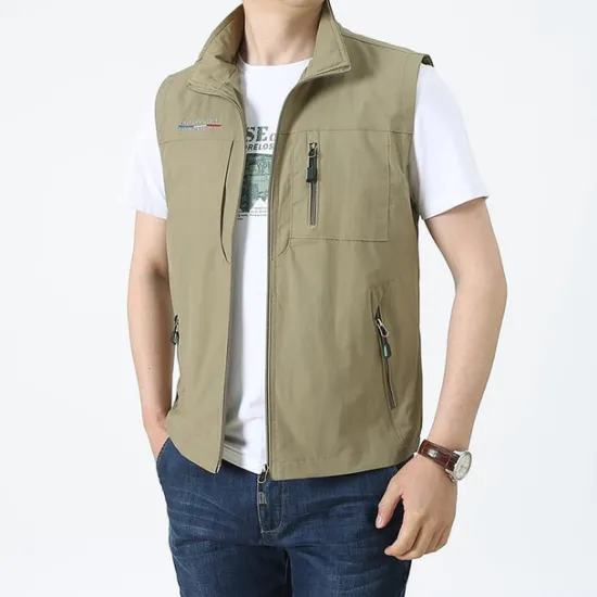 New OUKU Men's Vest Gilet Fishing Vest Hiking Vest Sleeveless Vest Gilet Jacket Outdoor Street Holiday Daily Wear Streetwear Chic & Modern Spring Fall Pocket Polyester Warm Quick Dry Pure Color Zipper Turndown