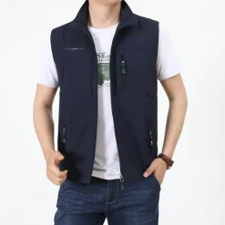 New OUKU Men's Vest Gilet Fishing Vest Hiking Vest Sleeveless Vest Gilet Jacket Outdoor Street Holiday Daily Wear Streetwear Chic & Modern Spring Fall Pocket Polyester Warm Quick Dry Pure Color Zipper Turndown