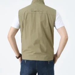 New OUKU Men's Vest Gilet Fishing Vest Hiking Vest Sleeveless Vest Gilet Jacket Outdoor Street Holiday Daily Wear Streetwear Chic & Modern Spring Fall Pocket Polyester Warm Quick Dry Pure Color Zipper Turndown