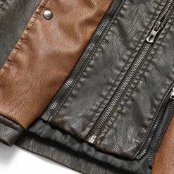 Online OUKU Men's Vest Gilet Wedding Event / Party Daily Fashion Business Fall & Winter Pocket Fleece PU Leather Thermal Warm Plain Zipper Stand Collar Regular Fit Vest Coffee
