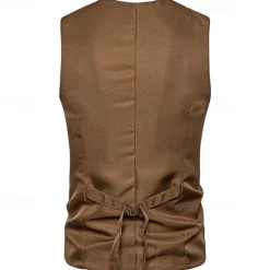 Sale OUKU Men's Vest Gilet Wedding Event / Party Daily Fashion Business Spring & Fall Patchwork Button 2 in 1 Polyester Comfortable Color Block Single Breasted One-button V Neck Regular Fit Black Navy Blue