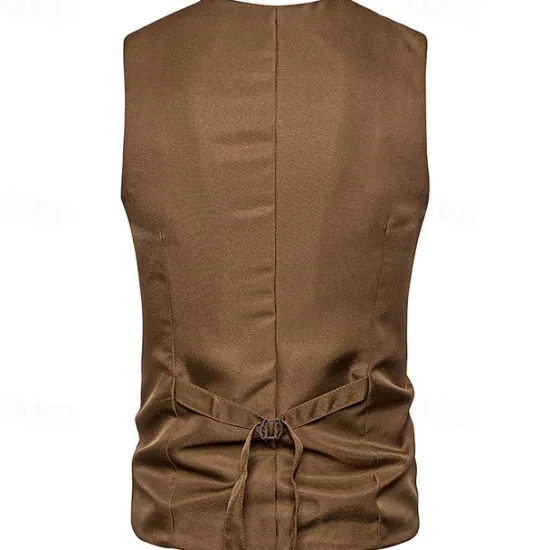 Sale OUKU Men's Vest Gilet Wedding Event / Party Daily Fashion Business Spring & Fall Patchwork Button 2 in 1 Polyester Comfortable Color Block Single Breasted One-button V Neck Regular Fit Black Navy Blue
