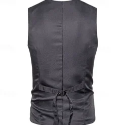 Sale OUKU Men's Vest Gilet Wedding Event / Party Daily Fashion Business Spring & Fall Patchwork Button 2 in 1 Polyester Comfortable Color Block Single Breasted One-button V Neck Regular Fit Black Navy Blue
