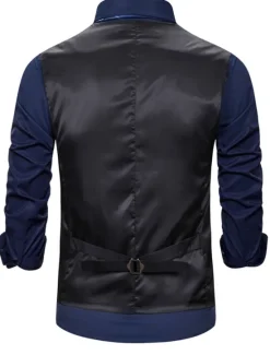 Outlet OUKU Men's Vest Gilet Wedding Smart Casual Polyester Geometric V Neck Skinny Red Purple Gold Vest