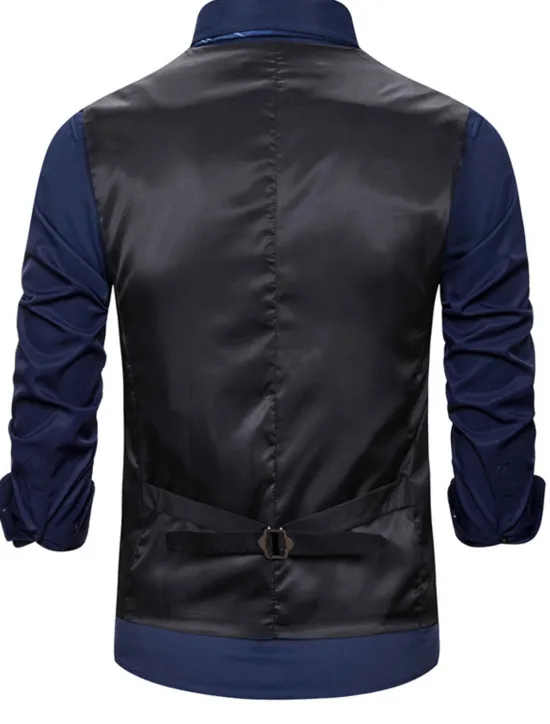 Outlet OUKU Men's Vest Gilet Wedding Smart Casual Polyester Geometric V Neck Skinny Red Purple Gold Vest