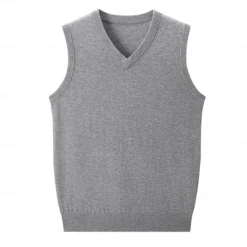 Outlet OUKU Men's Vest Ribbed Knit Regular Tops V Neck Solid Color V Neck Knitwear Daily Formal Outdoor Clothing Apparel Spring Fall Black Navy Blue S M L