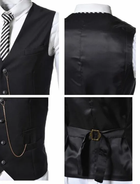 Outlet OUKU Men's Vest Suit Vest Gilet Wedding Business Causal Casual 1920s Smart Casual Polyester Solid Colored Single Breasted Shirt Collar Slim Black Red Light Grey Vest