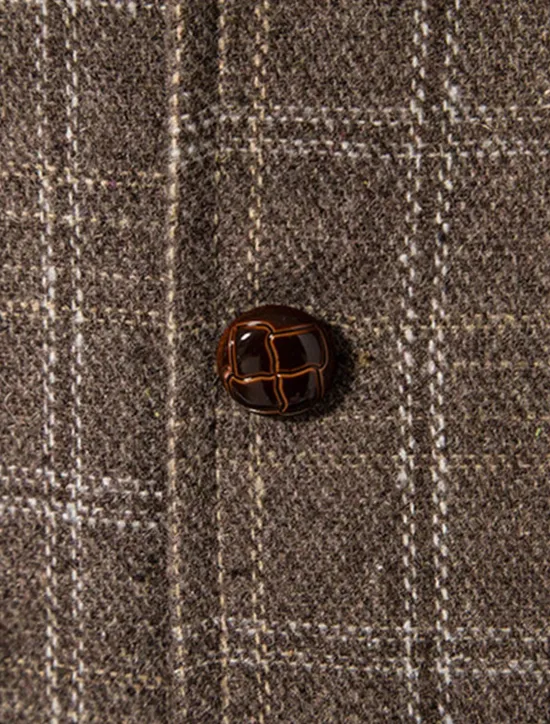 Best OUKU Men's Vest Waistcoat Daily Wear Vacation Going out Vintage British Spring & Fall Button Polyester Comfortable Plaid Single Breasted Lapel Regular Fit Grey Black khaki Vest