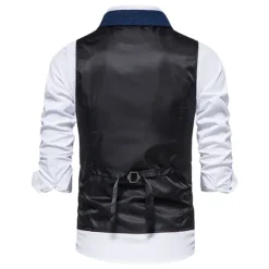 New OUKU Men's Vest Waistcoat Daily Wear Vacation Going out Retro Vintage Spring & Fall Button Polyester Comfortable Plain Single Breasted V Neck Regular Fit Black Dark Navy Coffee Gray Vest