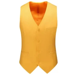New OUKU Men's Vest Waistcoat Formal Wedding Work Business Business Formal Style Spring Fall Pocket Polyester Quick Dry Pure Color Single Breasted V Neck Regular Fit Black White Yellow Pink Vest