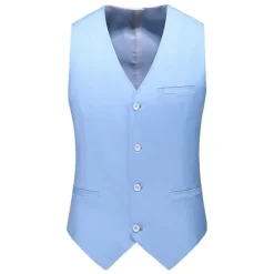 New OUKU Men's Vest Waistcoat Formal Wedding Work Business Business Formal Style Spring Fall Pocket Polyester Quick Dry Pure Color Single Breasted V Neck Regular Fit Black White Yellow Pink Vest
