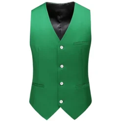 New OUKU Men's Vest Waistcoat Formal Wedding Work Business Business Formal Style Spring Fall Pocket Polyester Quick Dry Pure Color Single Breasted V Neck Regular Fit Black White Yellow Pink Vest