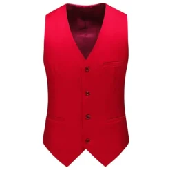 New OUKU Men's Vest Waistcoat Formal Wedding Work Business Business Formal Style Spring Fall Pocket Polyester Quick Dry Pure Color Single Breasted V Neck Regular Fit Black White Yellow Pink Vest