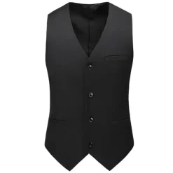 New OUKU Men's Vest Waistcoat Formal Wedding Work Business Business Formal Style Spring Fall Pocket Polyester Quick Dry Pure Color Single Breasted V Neck Regular Fit Black White Yellow Pink Vest