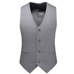 New OUKU Men's Vest Waistcoat Formal Wedding Work Business Business Formal Style Spring Fall Pocket Polyester Quick Dry Pure Color Single Breasted V Neck Regular Fit Black White Yellow Pink Vest