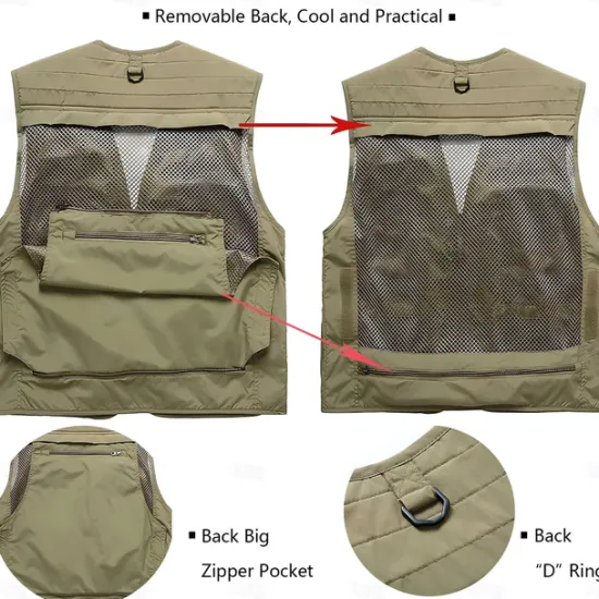 Best OUKU Men's Vest Waistcoat Gilet Fishing Vest Hiking Vest Sports Outdoor Fishing Photography Camping & Hiking Casual Fall Winter Mesh Side Pockets Quick Dry Double Layered Polyester Tactical Practical