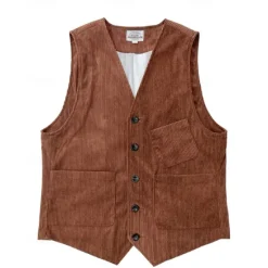Sale OUKU Men's Vest Waistcoat Gilet Vacation Party Business Fashion Casual Spring Fall Buttons Pocket Polyester Corduroy Comfortable Solid Color Single Breasted One-button V Neck Regular Fit Dark Brown Black