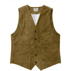 Sale OUKU Men's Vest Waistcoat Gilet Vacation Party Business Fashion Casual Spring Fall Buttons Pocket Polyester Corduroy Comfortable Solid Color Single Breasted One-button V Neck Regular Fit Dark Brown Black