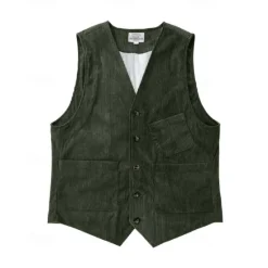 Sale OUKU Men's Vest Waistcoat Gilet Vacation Party Business Fashion Casual Spring Fall Buttons Pocket Polyester Corduroy Comfortable Solid Color Single Breasted One-button V Neck Regular Fit Dark Brown Black