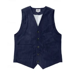 Sale OUKU Men's Vest Waistcoat Gilet Vacation Party Business Fashion Casual Spring Fall Buttons Pocket Polyester Corduroy Comfortable Solid Color Single Breasted One-button V Neck Regular Fit Dark Brown Black