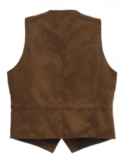 OUKU Men's Vest Waistcoat Gilet Vacation Daily Wedding Party Date Fashion Casual Spring Fall Buttons Pocket Nylon Comfortable Plain Single Breasted One-button V Neck Regular Fit Black Light Brown Coffee