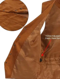 OUKU Men's Vest Waistcoat Gilet Vacation Daily Wedding Party Date Fashion Casual Spring Fall Buttons Pocket Nylon Comfortable Plain Single Breasted One-button V Neck Regular Fit Black Light Brown Coffee