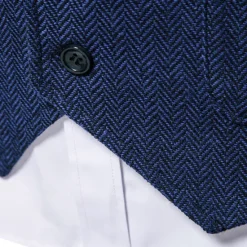 OUKU Men's Vest Waistcoat Gilet Formal Wedding Work Business Business Casual Spring Fall Pocket Polyester Warm Quick Dry Plaid / Check Double Breasted Turndown Regular Fit Blue Green Khaki Gray Vest