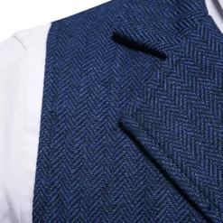 OUKU Men's Vest Waistcoat Gilet Formal Wedding Work Business Business Casual Spring Fall Pocket Polyester Warm Quick Dry Plaid / Check Double Breasted Turndown Regular Fit Blue Green Khaki Gray Vest