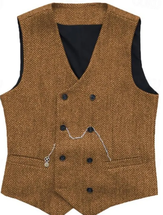 Clearance OUKU Men's Vest Waistcoat Gilet Vacation Daily Wedding Party Date Fashion Casual Spring Fall Buttons Pocket Polyester Comfortable Plain Double Breasted V Neck Regular Fit Silver Black Red Burgundy Vest