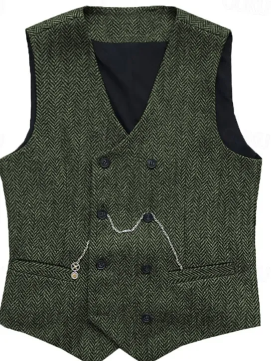 Clearance OUKU Men's Vest Waistcoat Gilet Vacation Daily Wedding Party Date Fashion Casual Spring Fall Buttons Pocket Polyester Comfortable Plain Double Breasted V Neck Regular Fit Silver Black Red Burgundy Vest