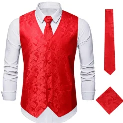 Discount OUKU Men's Vest Waistcoat Gilet Wedding Office & Career Daily Wear Party / Cocktail Business Modern Contemporary Spring Fall Embroidered Pocket Print Button-Down Polyester Soft Outdoor Comfortable Flower
