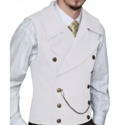 Clearance OUKU Men's Vest Waistcoat Gilet Vacation Party Business Fashion Casual Spring Fall Pocket Buttons Polyester Comfortable Plain Double Breasted Lapel Regular Fit Silver Black White Wine Vest
