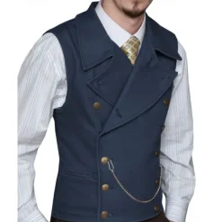 Clearance OUKU Men's Vest Waistcoat Gilet Vacation Party Business Fashion Casual Spring Fall Pocket Buttons Polyester Comfortable Plain Double Breasted Lapel Regular Fit Silver Black White Wine Vest