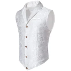 Sale OUKU Men's Vest Waistcoat Outdoor Daily Wear Vacation Going out Fashion Basic Fall & Winter Button Polyester Warm Plain Single Breasted Lapel Regular Fit Black White Red Blue Vest