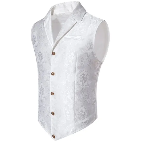 Sale OUKU Men's Vest Waistcoat Outdoor Daily Wear Vacation Going out Fashion Basic Fall & Winter Button Polyester Warm Plain Single Breasted Lapel Regular Fit Black White Red Blue Vest