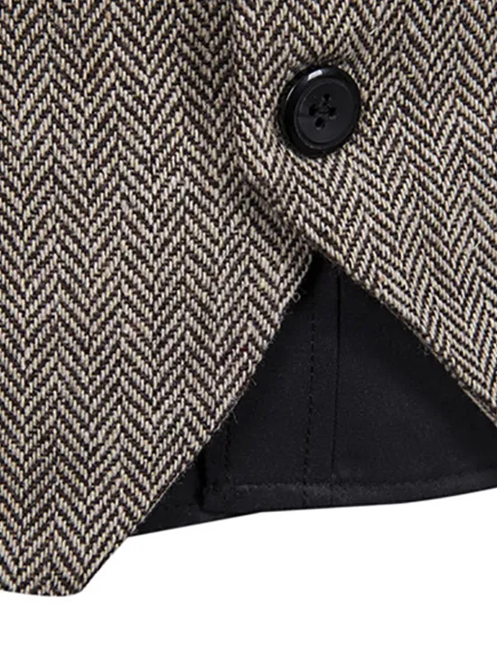 Sale OUKU Men's Vest Waistcoat Wedding Daily Sporty 1920s Fall Pocket Polyester Thermal Warm Solid Color Single Breasted V Neck Regular Fit Black Coffee Gray Vest